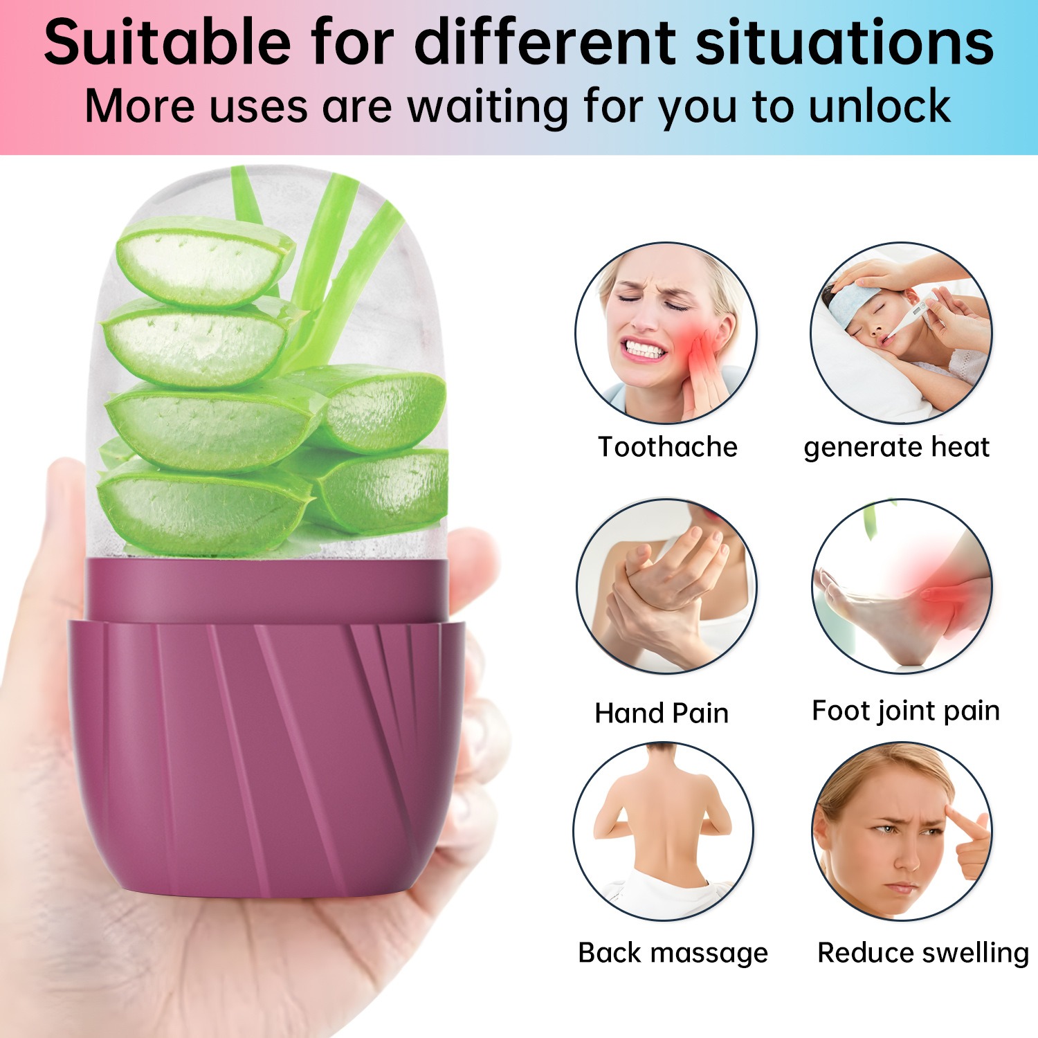 Face Ice Roller Puffiness - قالب ثلج للوجه بتصميم مخطط جمالي،