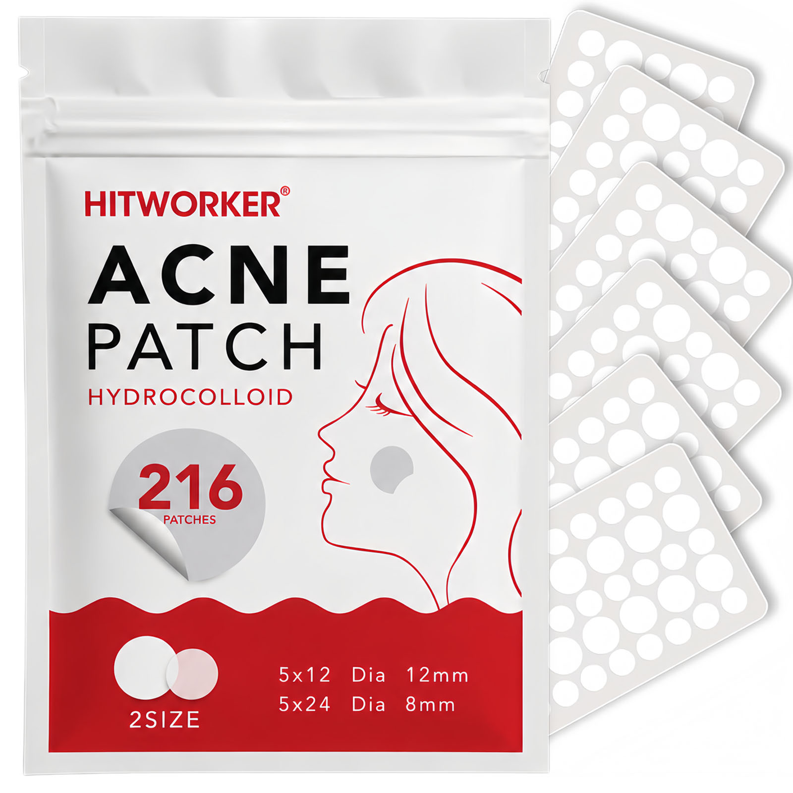 Hydrocolloid Pimple Patch - 216 قطعة من لاصقات الهيدروكولويد للبثور،